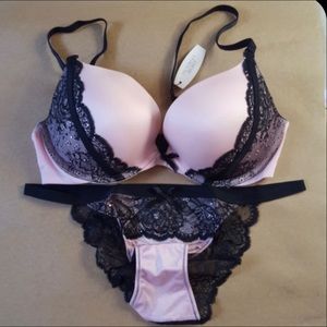 Victoria's secret pink black lace rhinestone 34C m